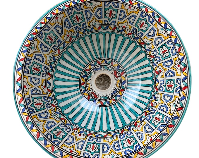 Moroccan ceramic sink from Fes handmade and hand painted. Moroccan ceramics sink handmade, hand painted
