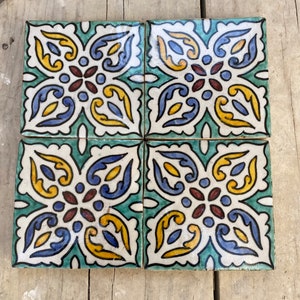 Moroccan Zellige, handmade and hand-painted Moroccan tiles, 10/10 cm decorative tiles, Moroccan tiles.