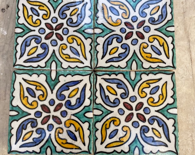Moroccan Zellige, handmade and hand-painted Moroccan tiles, 10/10 cm decorative tiles, Moroccan tiles.
