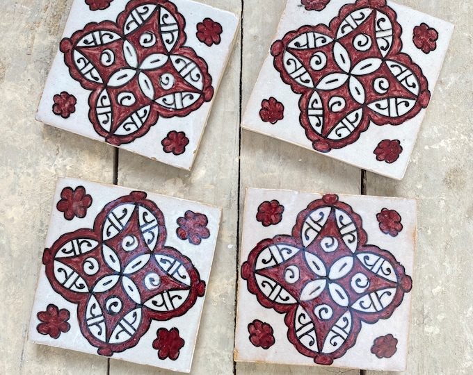Moroccan Zellige, handmade and hand-painted Moroccan tiles, 10/10 cm decorative tiles, Moroccan tiles.