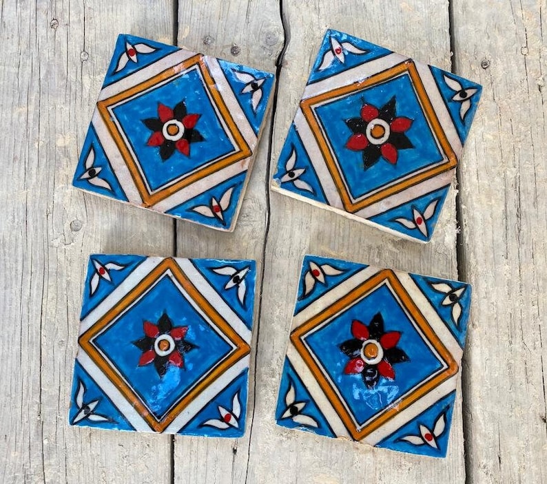 Authentic Handmade Moroccan Tiles: Hand-Painted Elegance Fired in Wood Oven zdjęcie 1