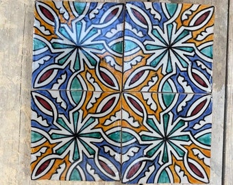 Authentic Handmade Moroccan Tiles: Hand-Painted Elegance Fired in Wood Oven