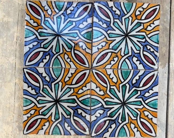 Authentic Handmade Moroccan Tiles: Hand-Painted Elegance Fired in Wood Oven