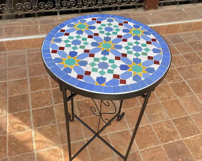 Handmade moroccan mosaic table/ mosaic round table/ mosaic dining table.