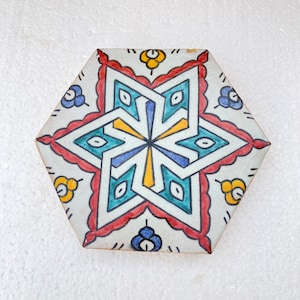 Hexagon zellige /tiles, handmade and hand painted tiles / Moroccan zellige .