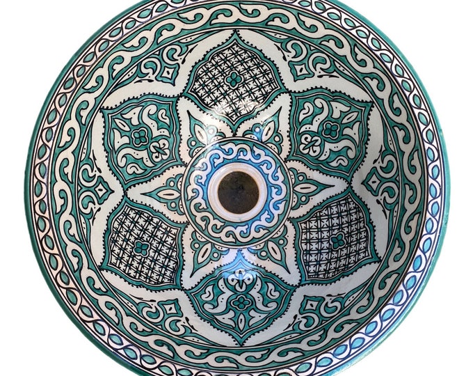 Handmade and hand painted Moroccan ceramic sink/washbasin. Moroccan washbasin handmade.ceramics sink