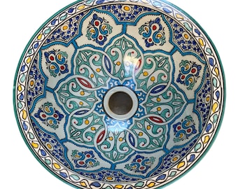 Moroccan ceramic sink, handmade and hand painted/ handmade washbasin/ ceramic washbasin/Moroccan washbasin.
