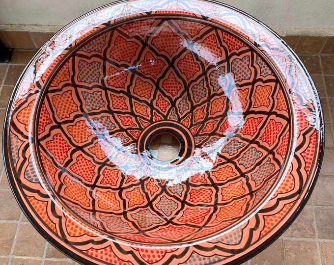 Handmade and hand painted Moroccan ceramic sink/sink/washbasin. Moroccan washbasin handmade
