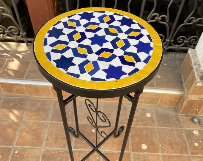 Moroccan mosaic table / mosaic table / handmade mosaic table / mosaic round balcony table