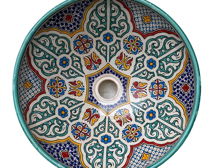 Moroccan ceramic basin/sink from Fes, handmade and hand painted. Moroccan ceramics sink handmade, hand painted.