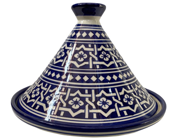 Handmade and hand painted Fes ceramic tagine dish / Moroccan tagine dish / tagine dish for serving only.