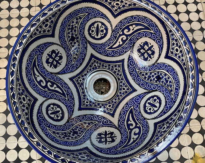 Handmade washbasin. Moroccan ceramic washbasin. moroccan sink