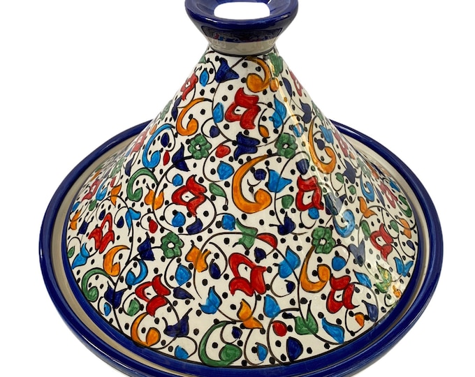Handmade and hand painted Fes ceramic tagine dish / Moroccan tagine dish / tagine dish for serving only.