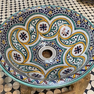 Handmade washbasin/ Moroccan pottery sink/ pottery basin/ ceramic sink.