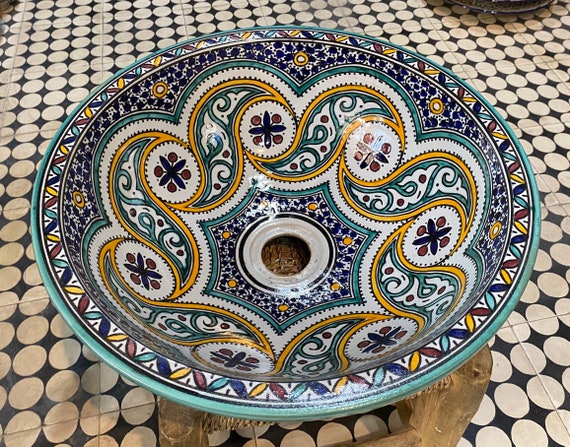 Lavabo fait main/ évier en poterie marocain/ vasque en poterie/ évier en céramique.