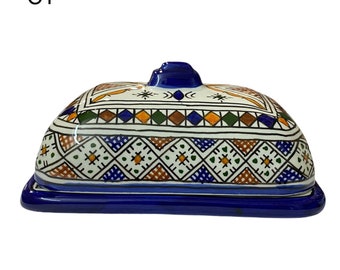 Handmade Moroccan ceramic butter dishes from Fes. Moroccan handmade butter dish