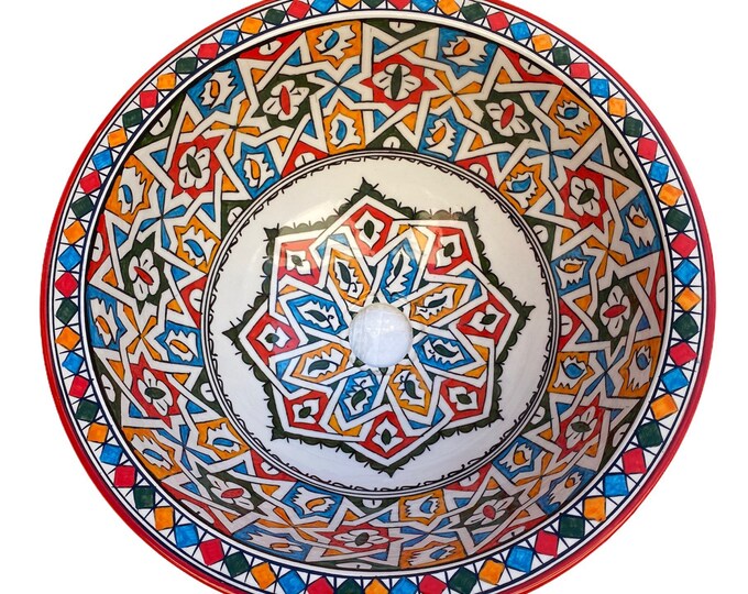 Handmade and hand painted Moroccan ceramic sink 35 cm/washbasin. Moroccan washbasin handmade.ceramics sink
