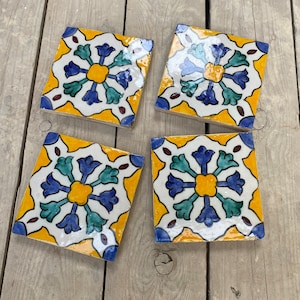 Moroccan Zellige, handmade and hand-painted Moroccan tiles, decorative tiles 10/10 cm, Moroccan tiles.