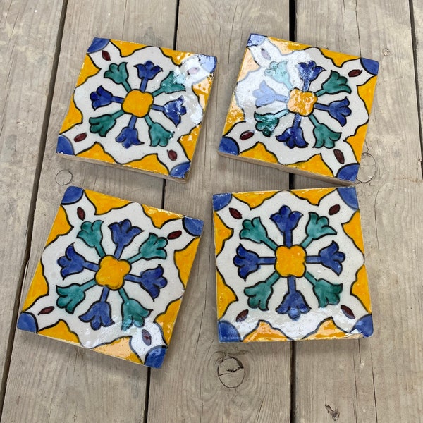 Zellige marocaine, tuiles marocaine fait main et peint à la main, carreaux de décoration 10/10 cm, Moroccan tiles.