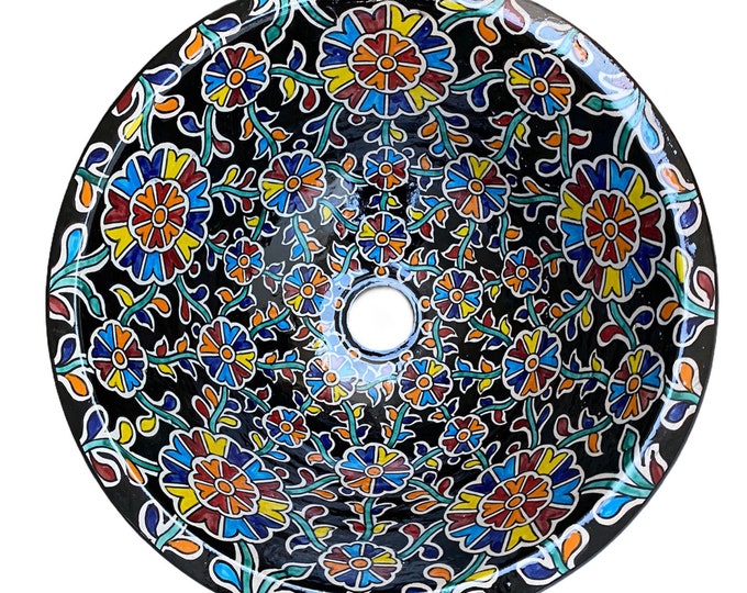 Handmade washbasin/40 cm sink in Moroccan pottery/pottery basin/ceramic sink.
