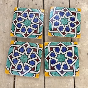 Zellige marocaine, tuiles marocaine fait main et peint à la main, carreaux de décoration 10/10 cm, Moroccan tiles. zdjęcie 2