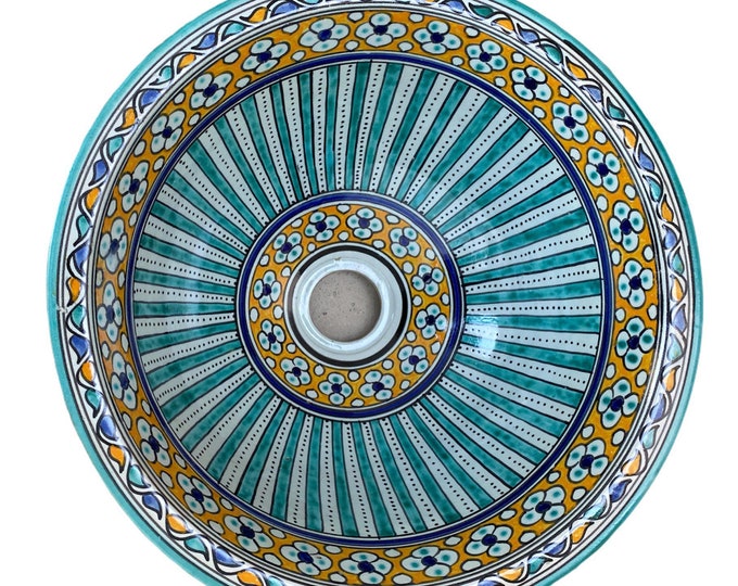 Handmade and hand painted Moroccan ceramic sink/washbasin. Moroccan washbasin handmade.