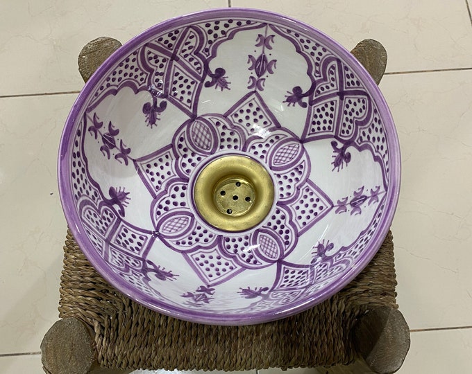 Moroccan ceramic sink, handmade and hand painted/ handmade washbasin/ ceramic washbasin/Moroccan washbasin.