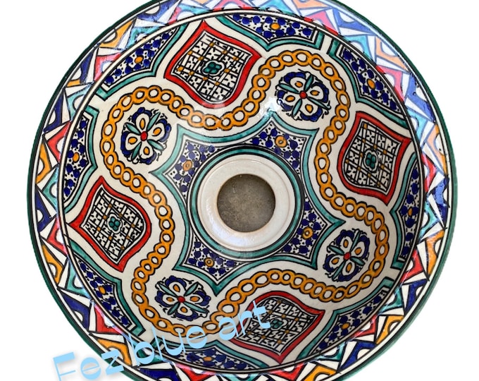 Handmade and hand painted Moroccan ceramic sink/washbasin. Moroccan washbasin handmade.Moroccan sink, ceramics sink