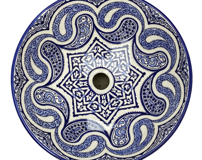 Handmade and hand painted Moroccan ceramic sink/washbasin. Moroccan washbasin handmade.