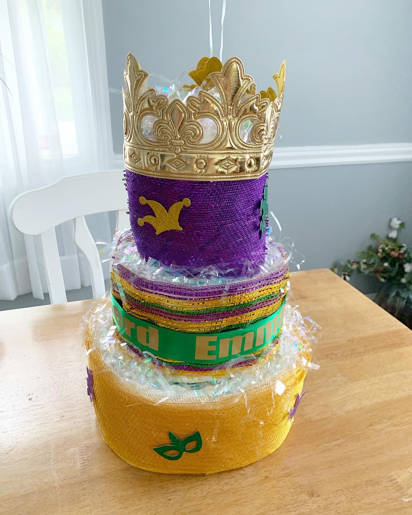 mardi gras diaper cake