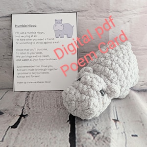 DRUCKBARE Humble Hippo Poem Karte PDF für handgemachte häkeln