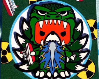 Godzilla Kitsune Hard Enamel Pin | Nine Tailed Fox in Cosplay by Nine Tails LLC