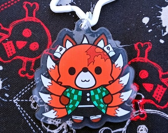 Slayer of Demons Kitsune Keychain Bag Charm | Japanese Mythology Inspired Kawaii Fox Epoxy Key Chain by Nine Tails LLC