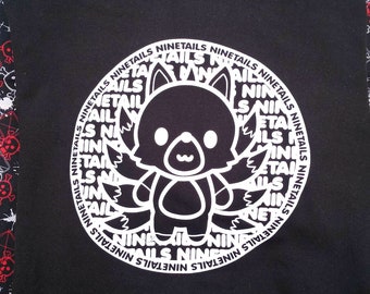 Nine Tails Hoodie Circle Kitsune Mascot Black | Original Nine Tailed Fox Cotton Hoodie by Nine Tails LLC