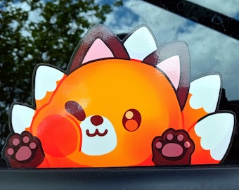 NineTails - "Kitsune" Nine Tailed Fox Car Window Peeker Sticker UV Rated