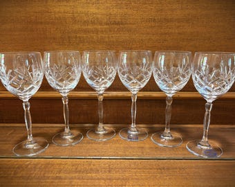 Copas de agua de cristal de plomo Imperial Estate, República Checa, juego de 6 unidades.