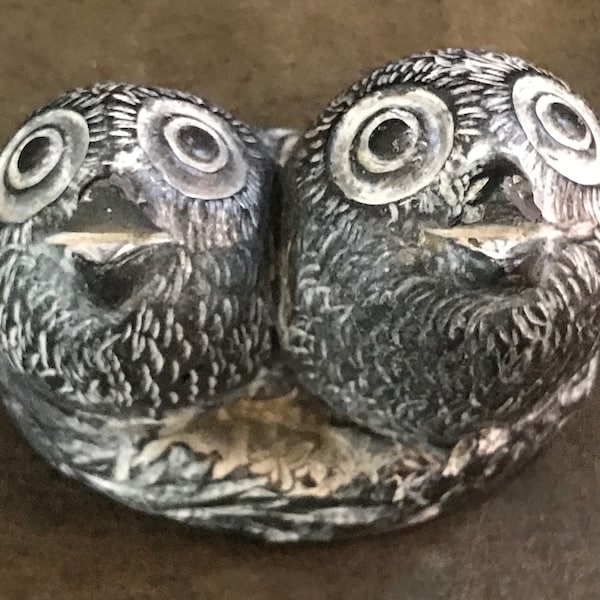 Pair of Owls Figurine. Wolf Original Sculptures