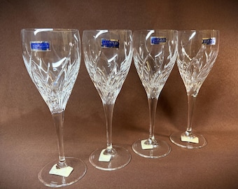Waterford Crystal Oversize Red Wine Water Goblets Marquis Summer Breeze Swirl Italy Set of 4.