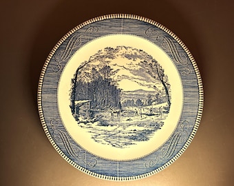 Hakbordschotel Currier Ives Blue "Getting Ice".