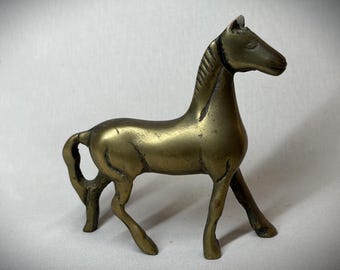 Small Brass Horse Figurine Engraved Seattle Slew '77.