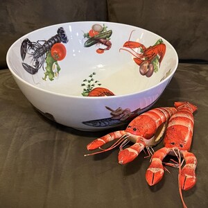 Seafood Keramikschale Hummer Fisch plus Hummer Serviettenhalter.