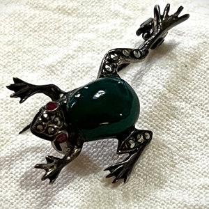 Tiny Frog Pin Rhinestones.