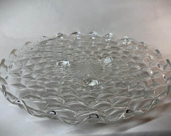 Fostoria American Clear 12" Torte Cake Plate Footed Rolled Edge.
