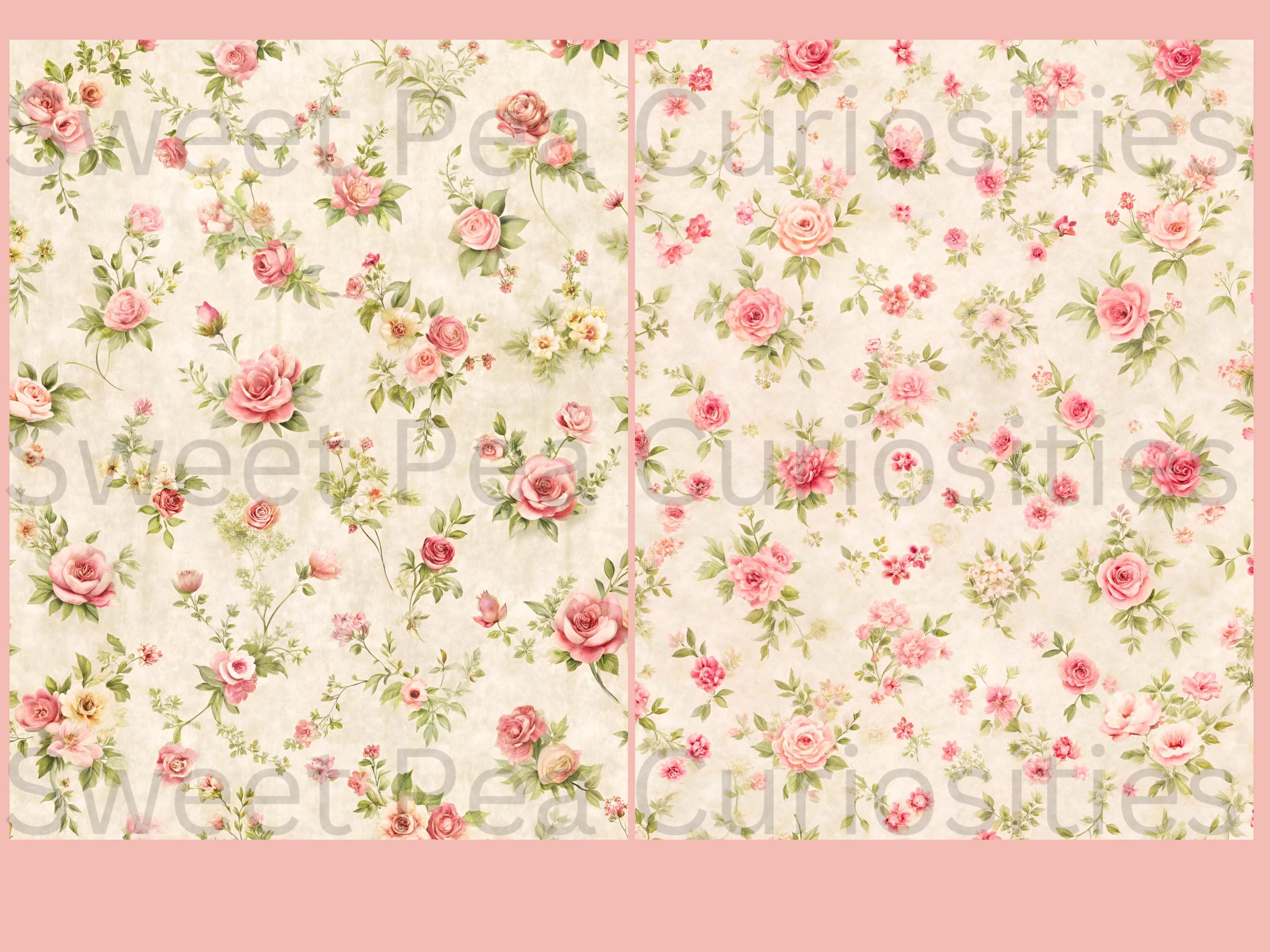Digital, Download, Printable, Pink, Roses, Flowers, Paper, Junk Journal ...