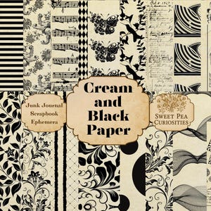 紙、デジタル、ダウンロード、印刷可能、スクラップブック、ジャンクジャーナル、クリーム、黒、ミックスメディア、ジャーナル、テクスチャ、クラフト紙、ヴィンテージ、アート