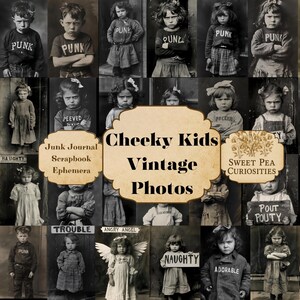 Cheeky Kids, Paper, Vintage, Photos, Digital, Download, Printable, Junk Journal, Collage, Scrapbook, Supplies, Ephemera, Mixed Media