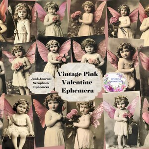 Valentinstag, Rosa, Karten, Junk Journal Kit, Digital, Download, bedruckbar, Junk Journal, Herzen, Collage, Scrapbook, Ephemera, Papier