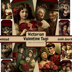 Valentine, Junk Journal, Cards, Digital, Download, Printable, Victorian, Vintage, Ephemera, Junk Journal Supplies, Collage, Scrapbook,Paper