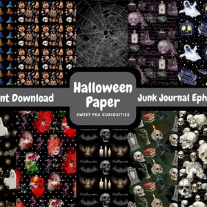 Halloween, Papier, Digital, Download, druckbar, Junk Journal, Zubehör, Mischtechnik, Collage, Ephemera, Scrapbook, Tag der Toten, Basteln
