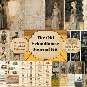 Kit per junk journal scolastico vintage / Materiale scolastico stampabile / Download digitale per aula vittoriana, vecchia scuola / Cottage Core